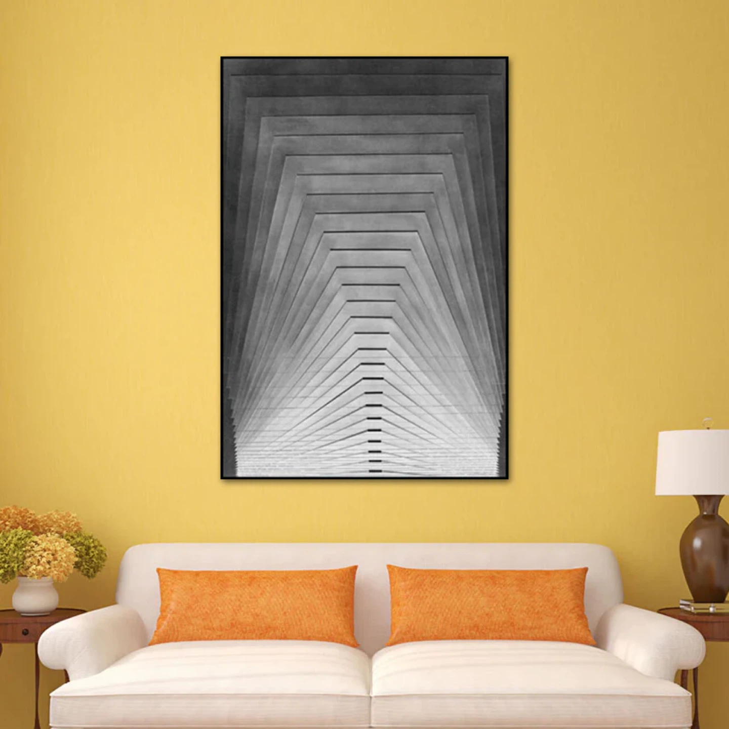 Modern Tapered Pattern Canvas Print Grey Geometric art - photo 3