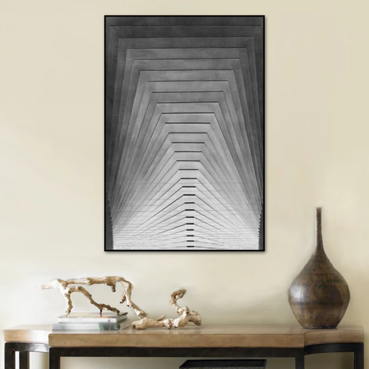 Modern Tapered Pattern Canvas Print Grey Geometric art