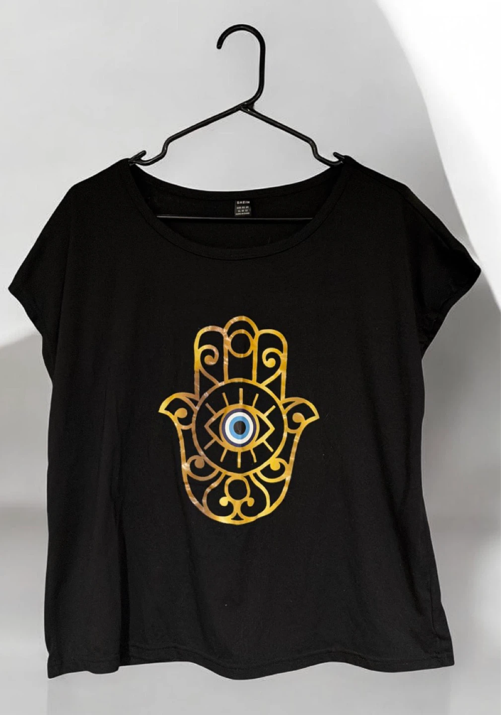 Black Hamsa Hand Graphic T-Shirt