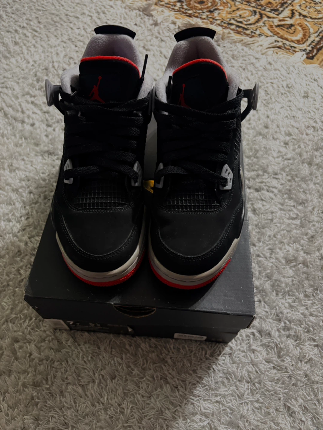 Air Jordan 4 Retro GS "Black/Fire Red-Cement Grey" Youth Size 7Y