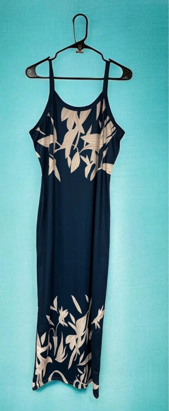 Navy Blue Floral Maxi Dress