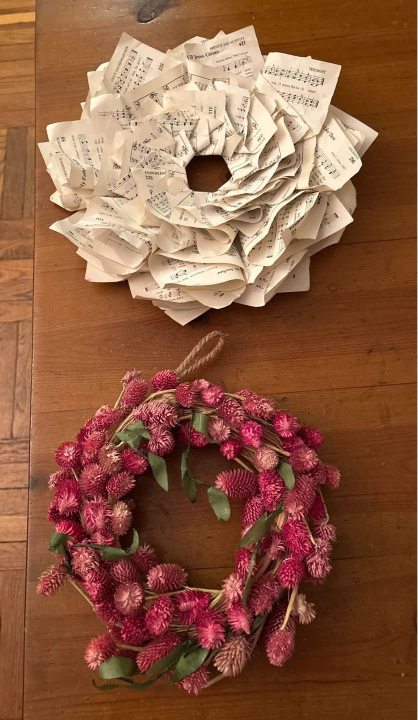 Two Wreaths - Sheet Music and Dried Flowers