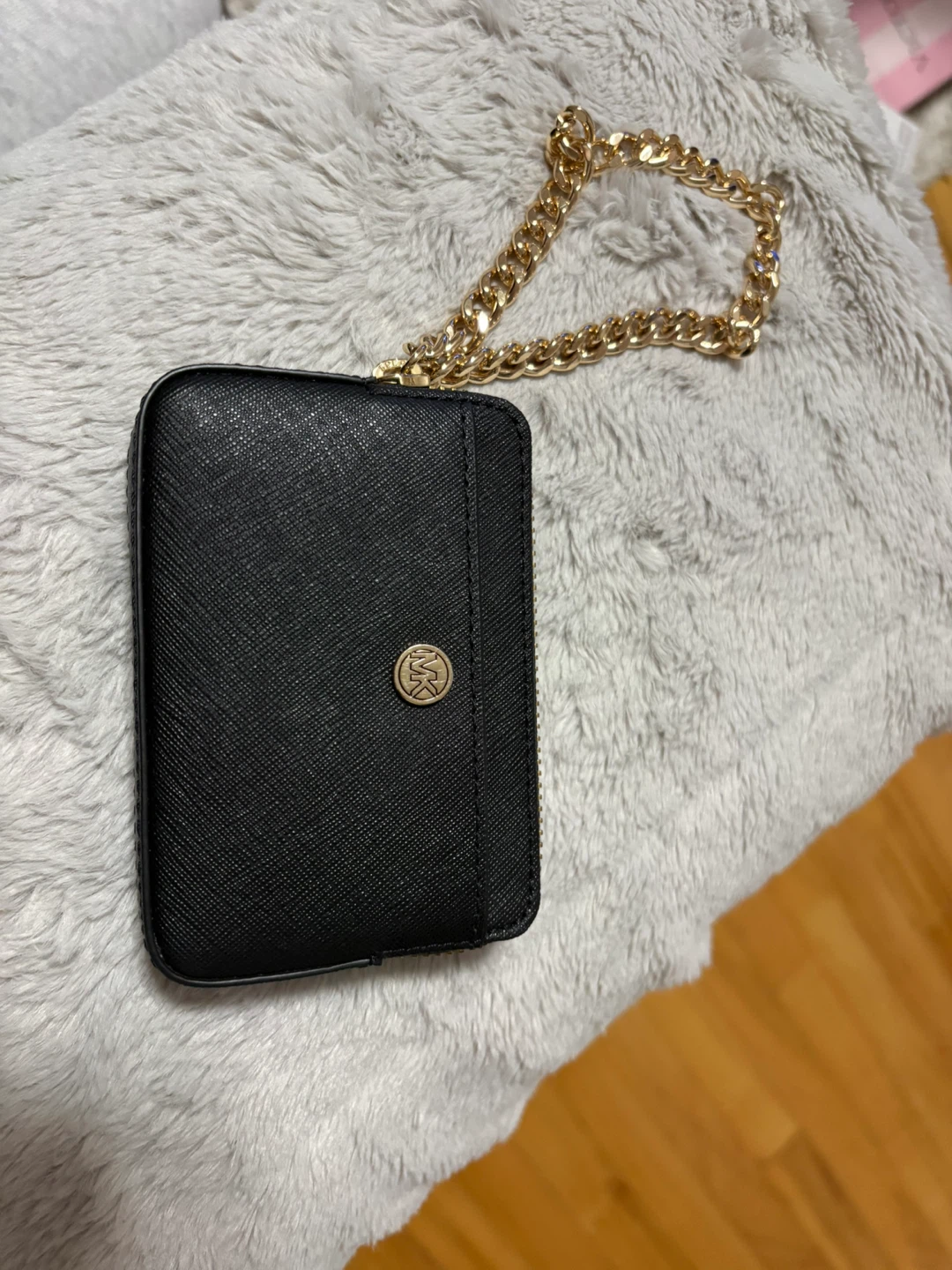 Michael Kors Black Saffiano Leather Cardholder with Chain