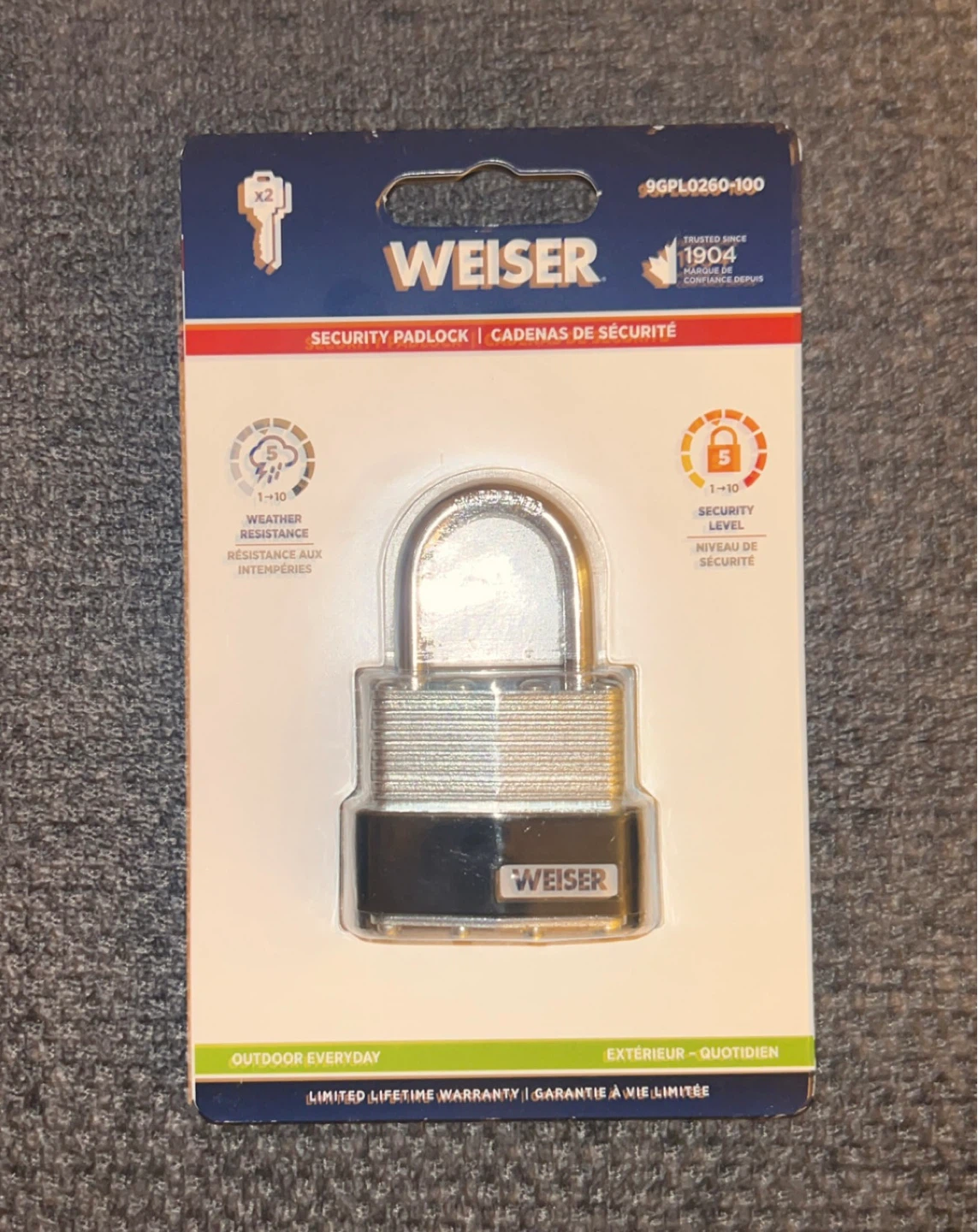 New Weiser Laminated Steel Padlock -