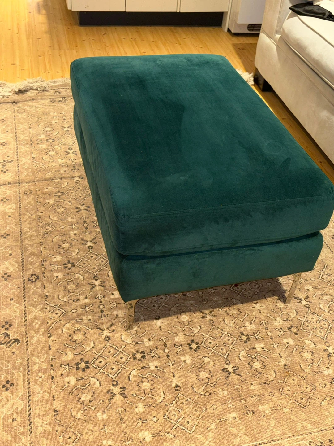 Teal Velvet Ottoman - photo 3