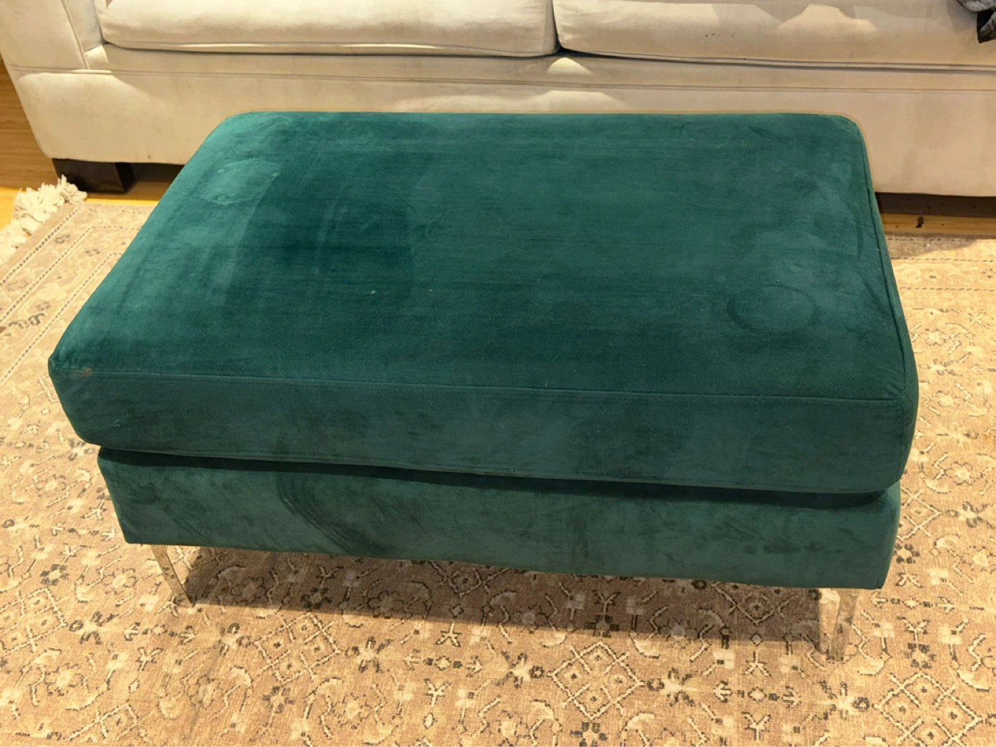 Teal Velvet Ottoman - photo 5