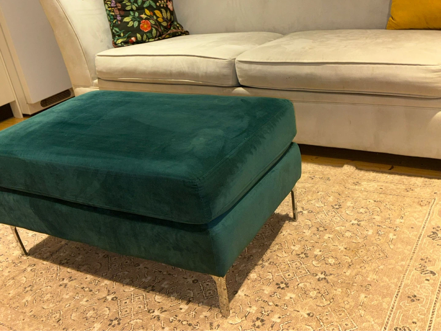 Teal Velvet Ottoman - photo 2