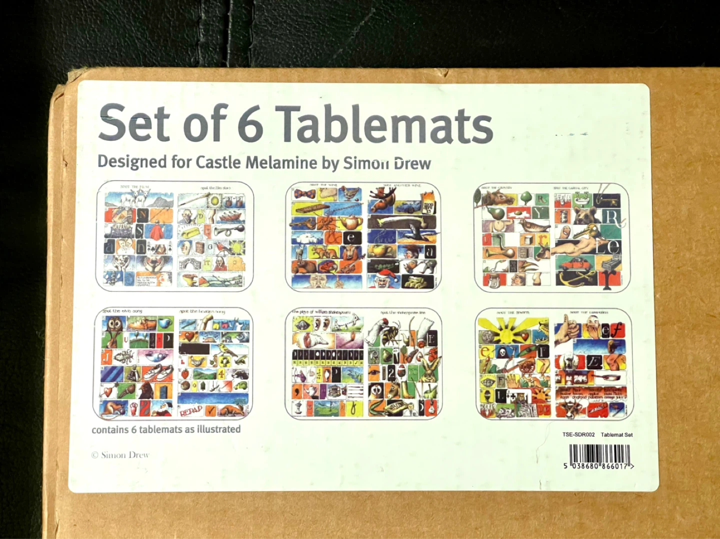 NEW Set of 6 Tablemats by Castle Melamine - Simon Drew Designs - photo 2