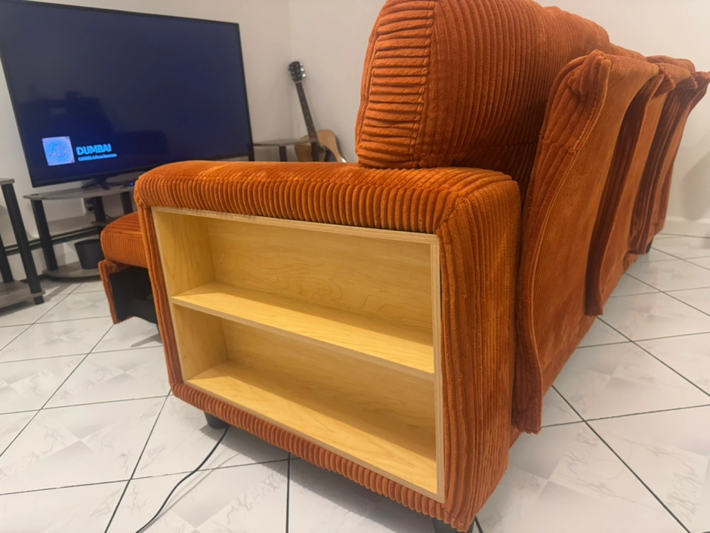 Spacious Orange  Corduroy Sectional Sofa (Sleeper) - photo 4