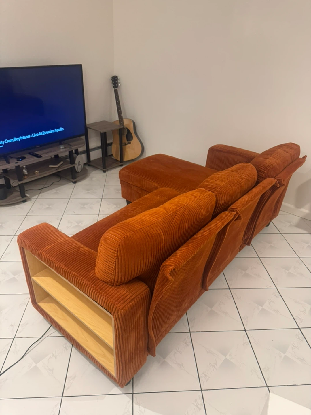 Spacious Orange  Corduroy Sectional Sofa (Sleeper) - photo 2
