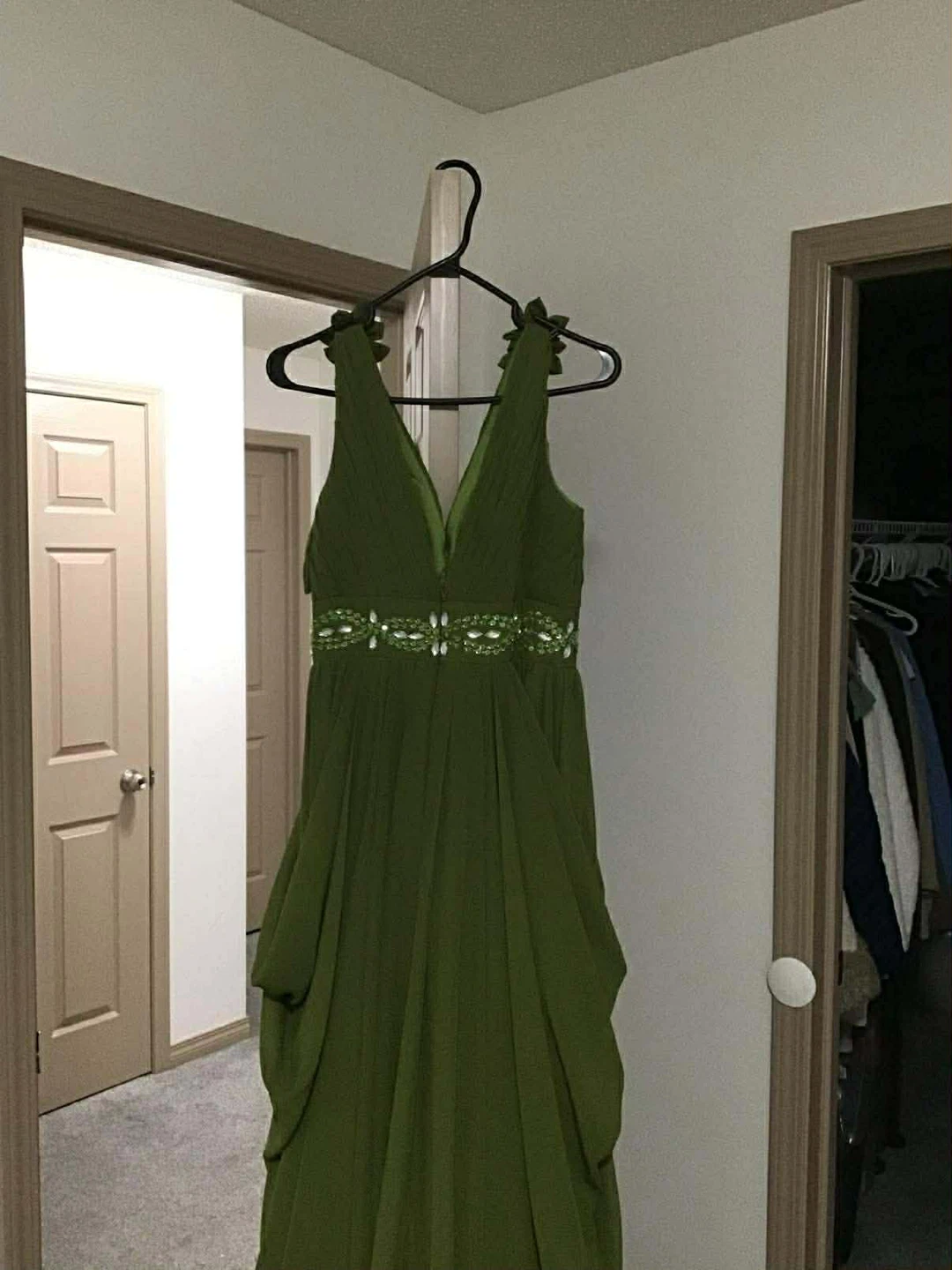 Olive Green Beaded V-Neck Maxi Dress - photo 2