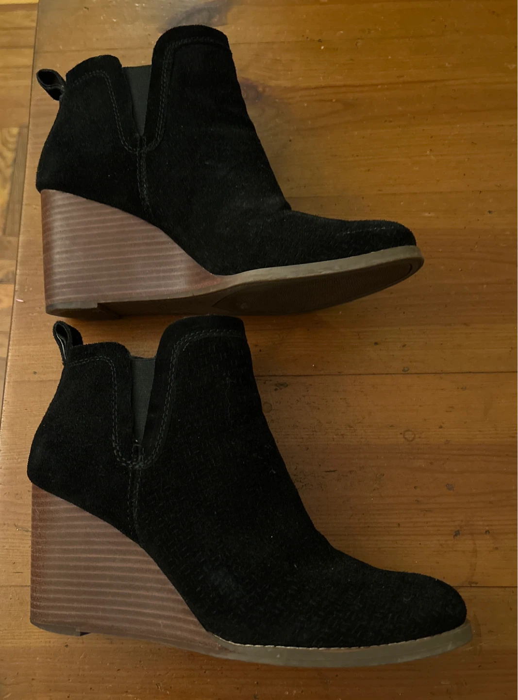 Crown Vintage Black Suede Wedge Ankle Boots SZ 10M