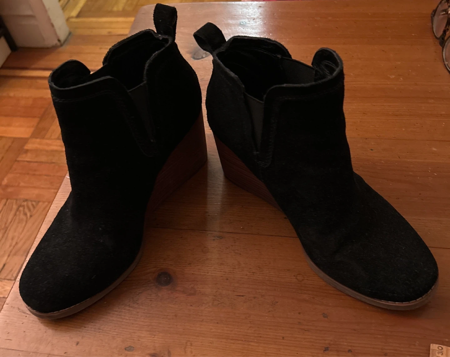 Crown Vintage Black Suede Wedge Ankle Boots SZ 10M - photo 2