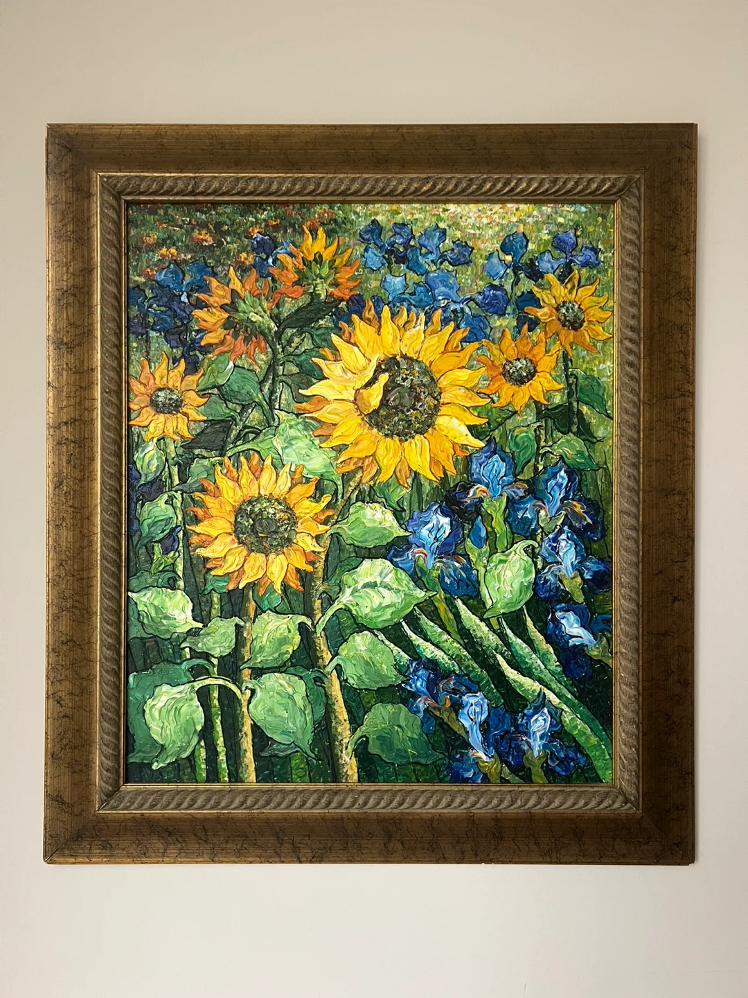 Large Custom Framed Sunflower Floral Wall Art