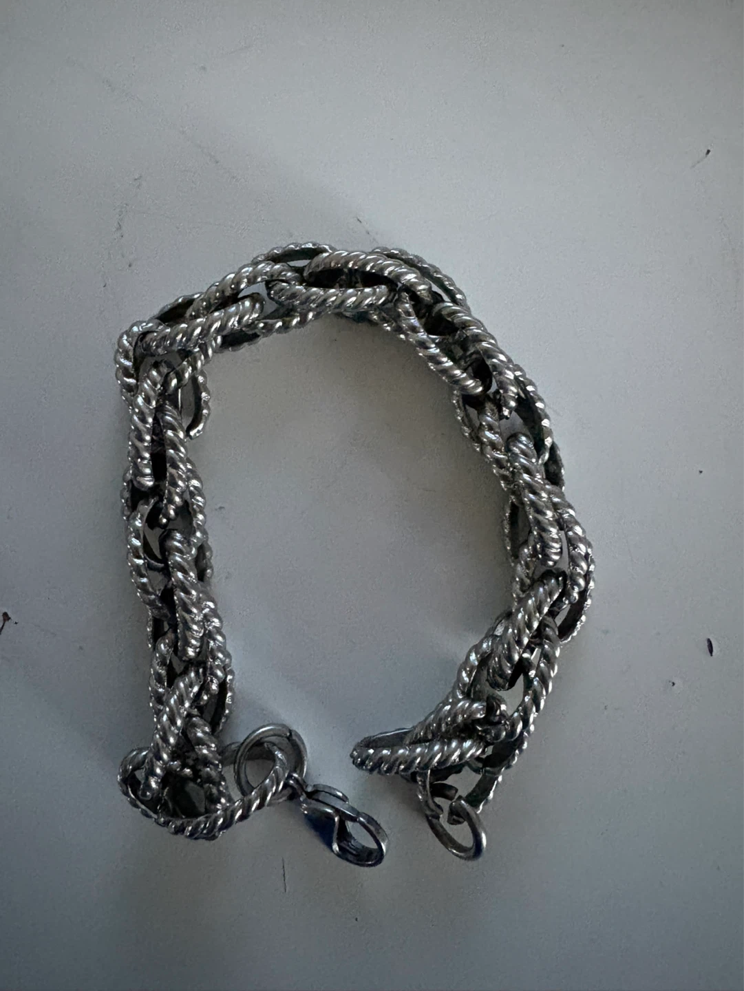 Silver Tone Twisted Chain Bracelet