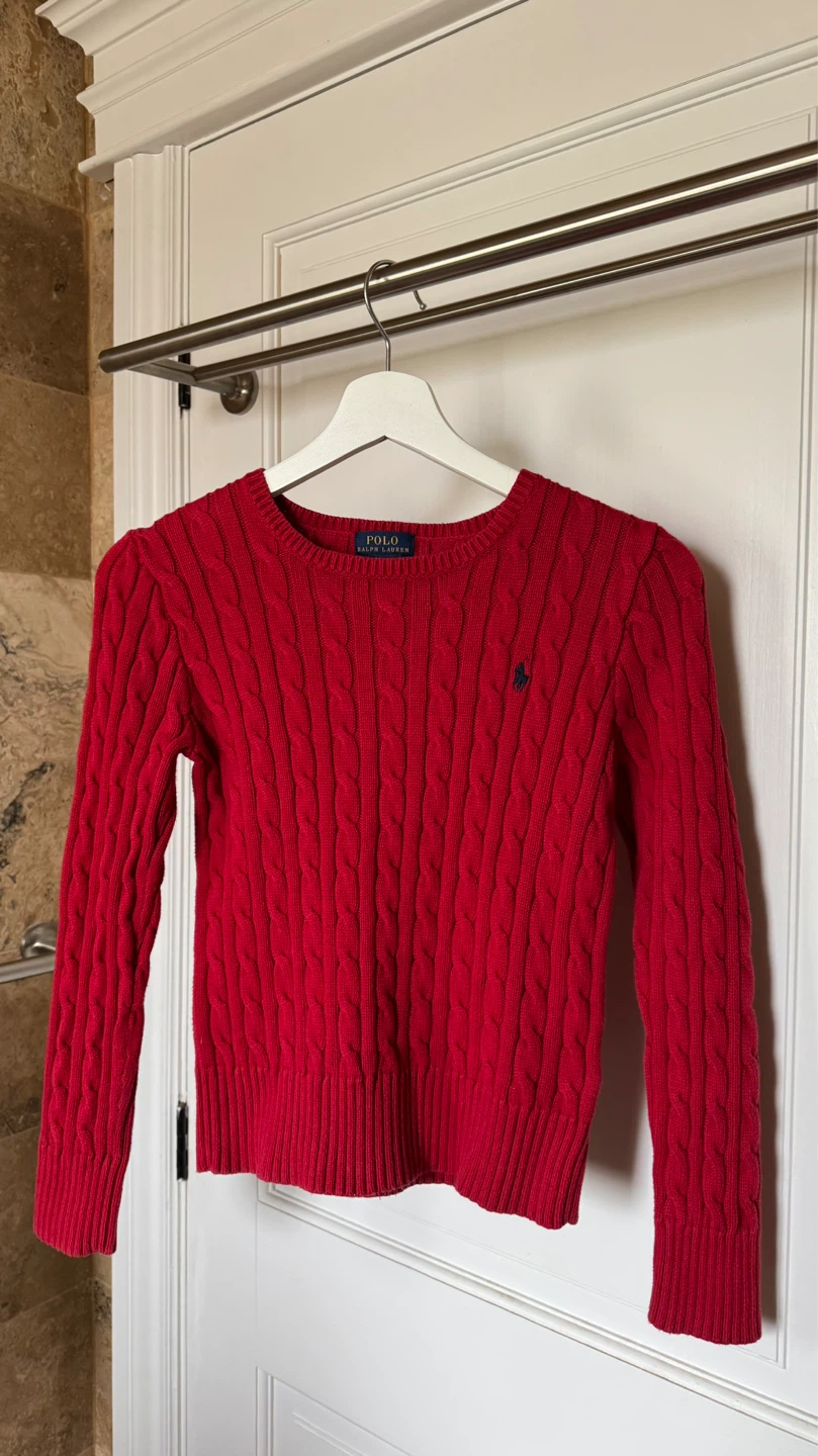 Ralph Lauren Cotton Cable Knit Sweater - Red, XXS