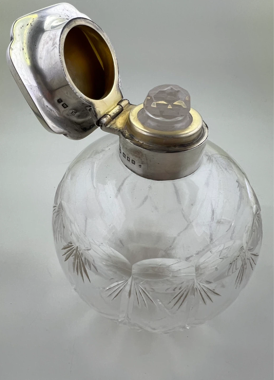 Antique Sterling Silver & Crystal Perfume Bottle - photo 2