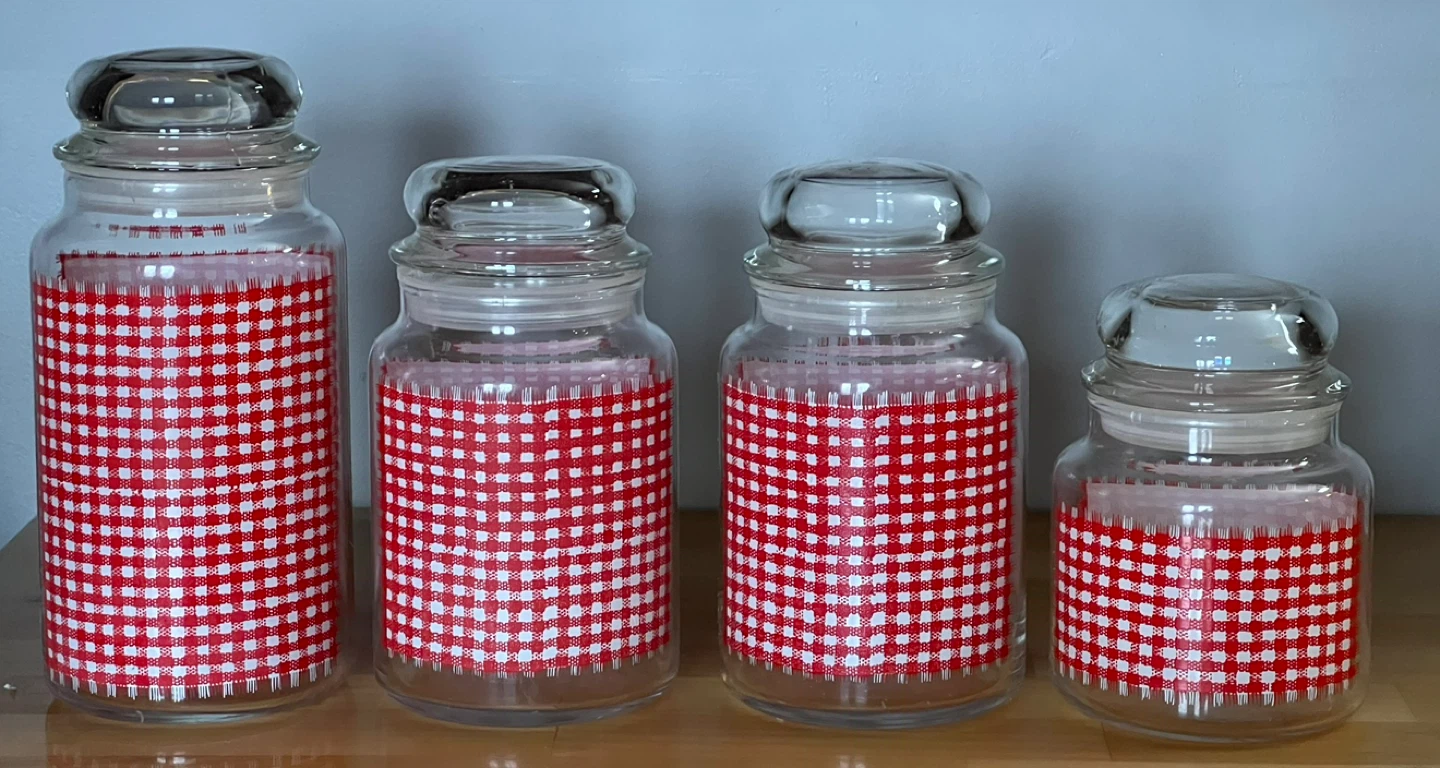 Vintage Gingham Pattern Glass Canisters - photo 2