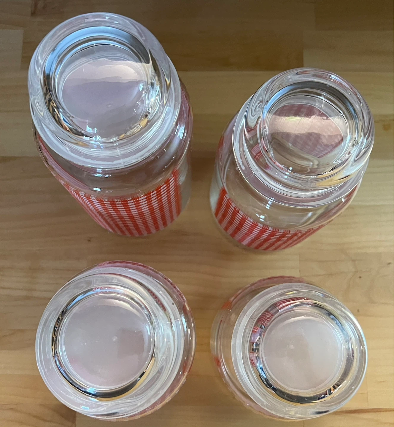 Vintage Gingham Pattern Glass Canisters - photo 3