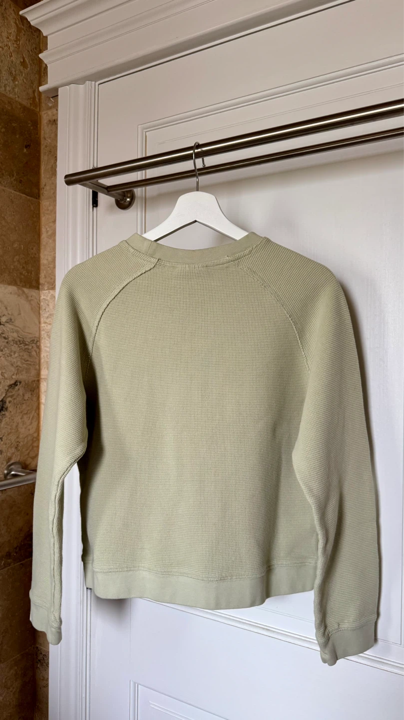 Frank And Oak Organic Cotton Waffle Knit Crewneck - Green, S - photo 4