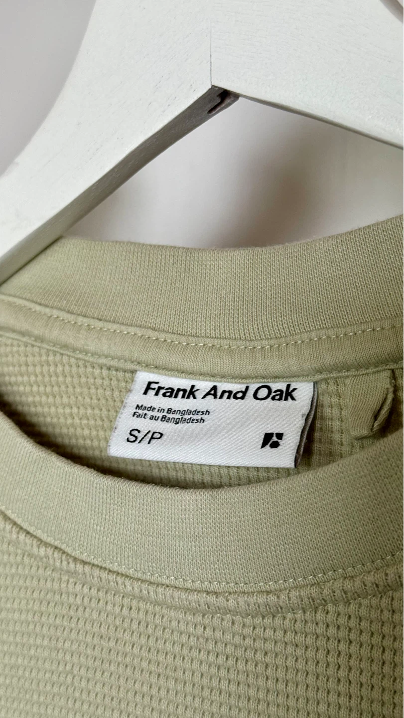 Frank And Oak Organic Cotton Waffle Knit Crewneck - Green, S - photo 3