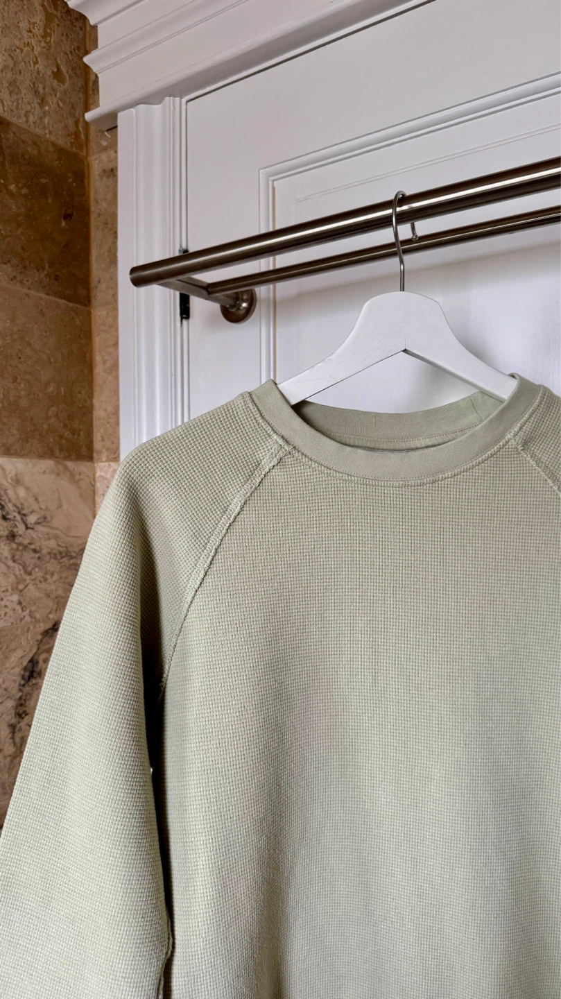 Frank And Oak Organic Cotton Waffle Knit Crewneck - Green, S - photo 2