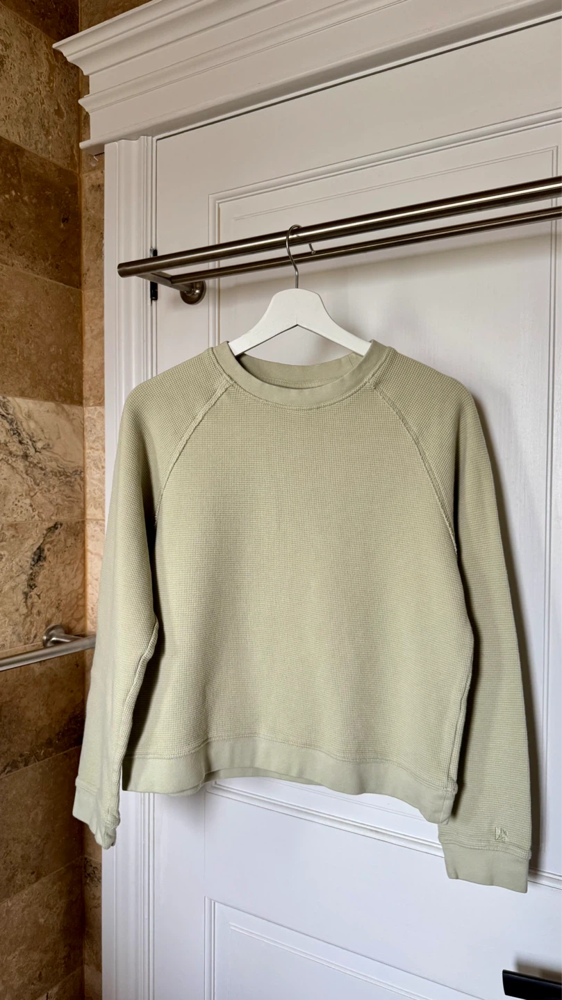 Frank And Oak Organic Cotton Waffle Knit Crewneck - Green, S