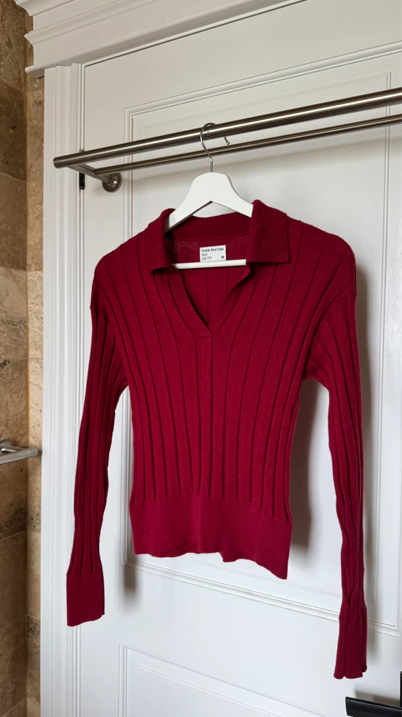 Frank And Oak Merino Wool Polo Sweater - Red, XS - photo 2