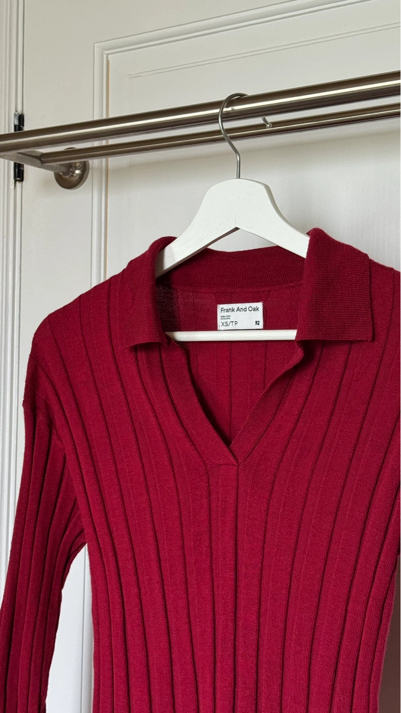 Frank And Oak Merino Wool Polo Sweater - Red, XS