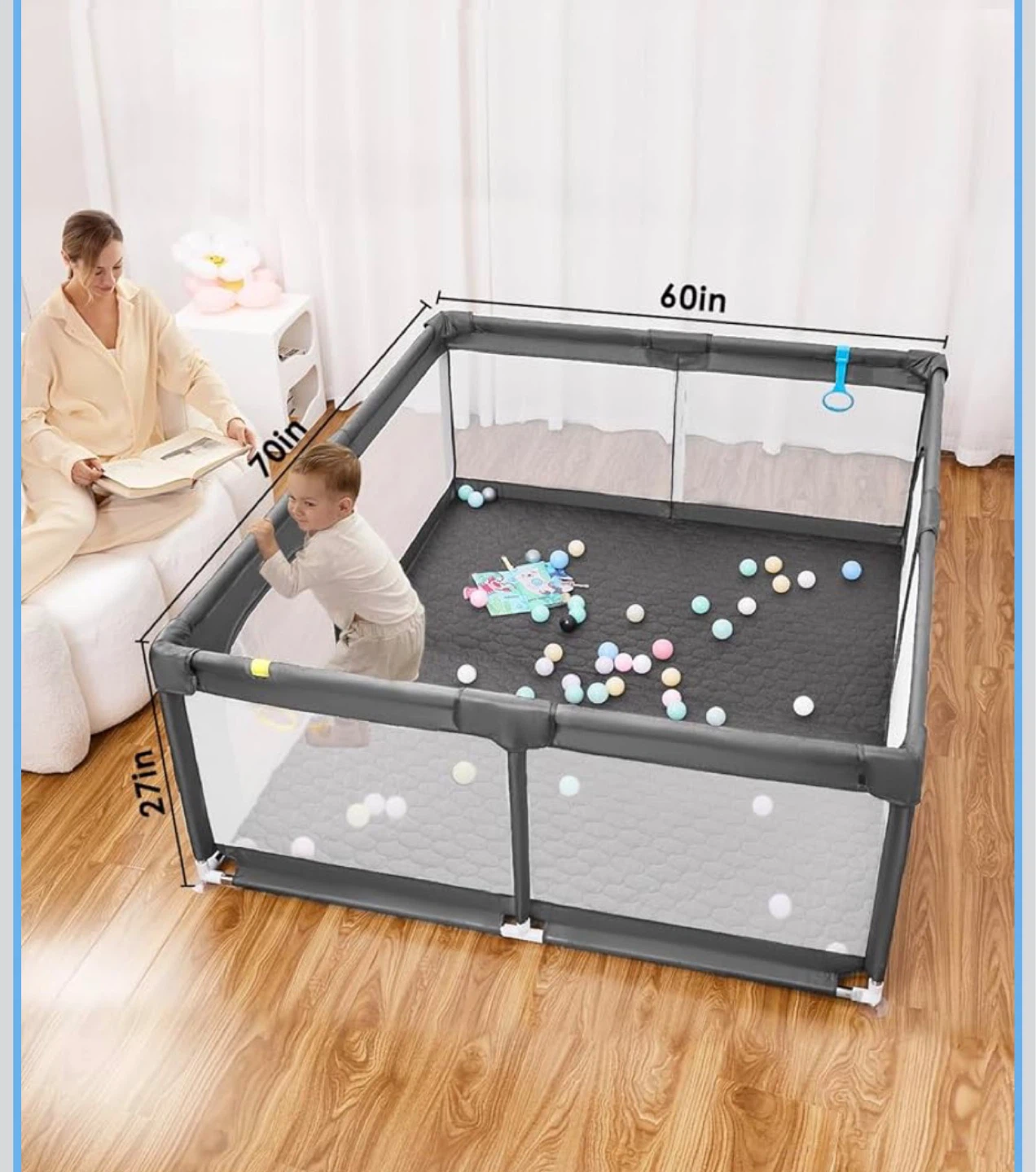 Baby Playpen Large 70in x 60in x 27in - photo 2