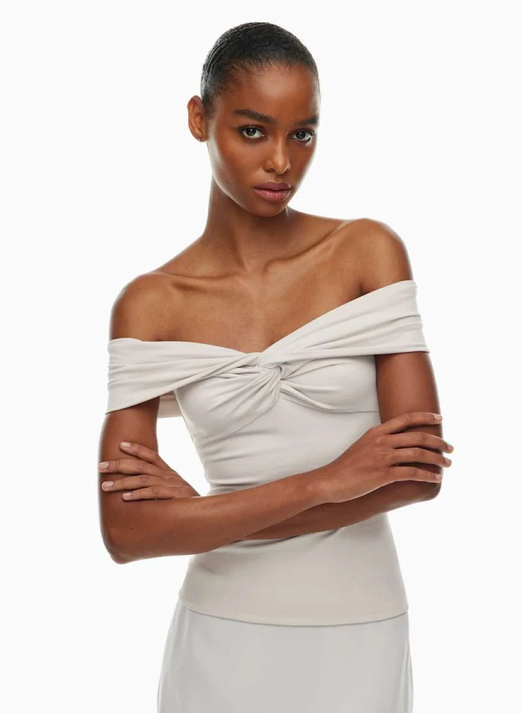 Aritzia Contour Twist Off-Shoulder Top - Light Birch, XS, NWOT - photo 2