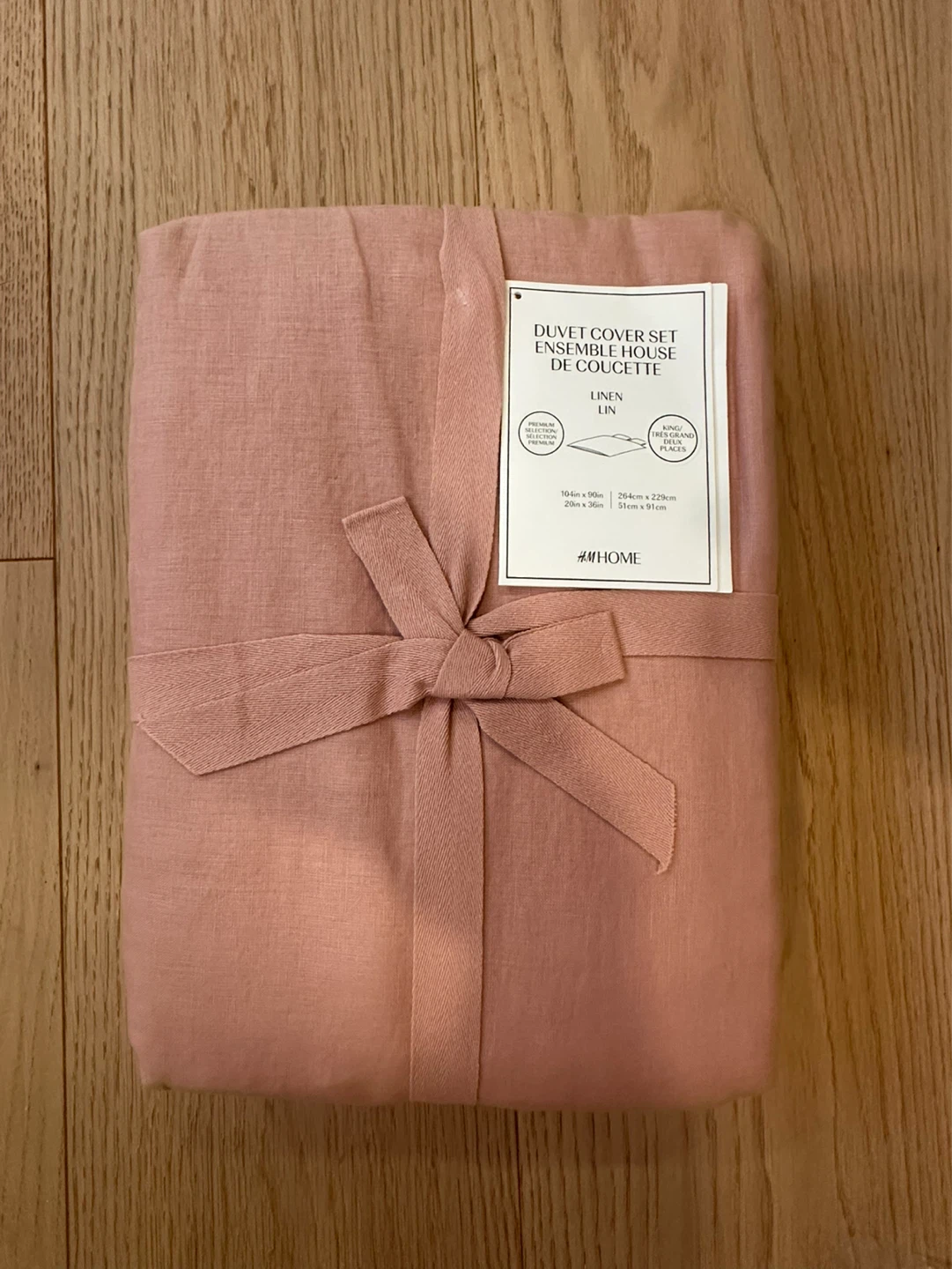 H&M HOME Linen Duvet Cover Set - Pink