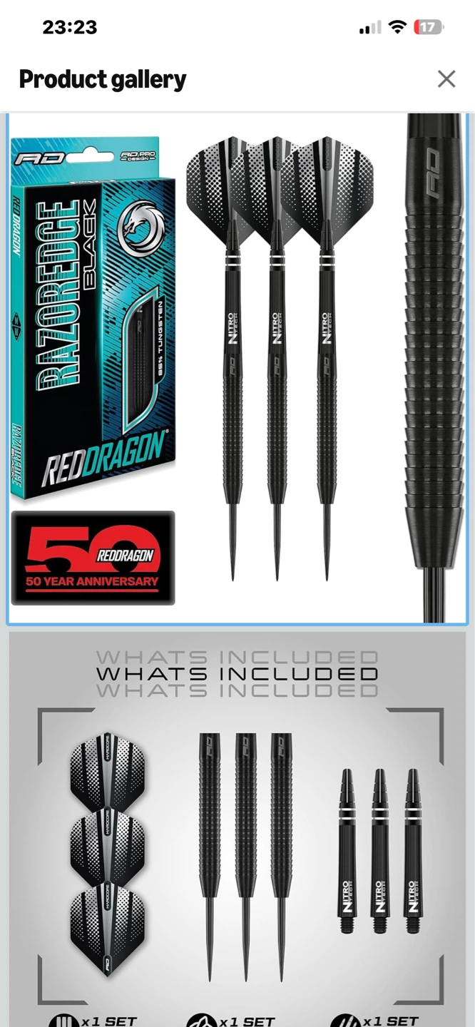 Red Dragon Razor Edge Black Darts - photo 3