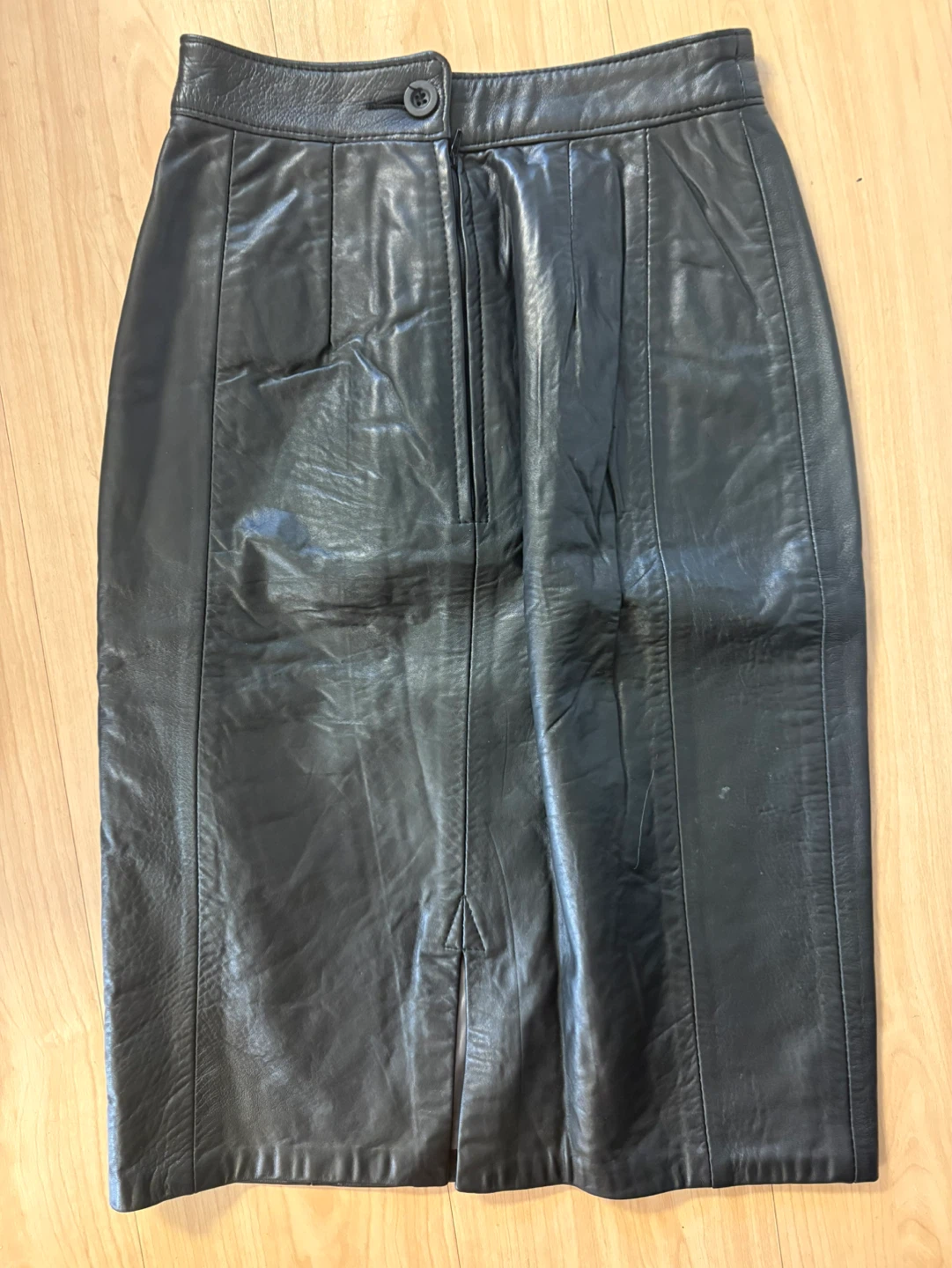Vintage Black Leather Pencil Skirt - photo 2