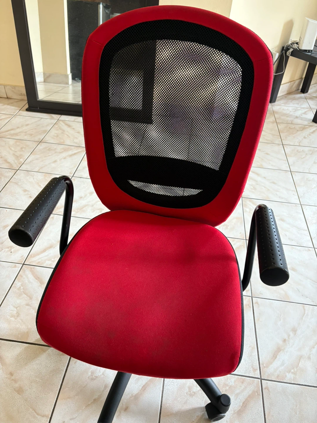 Red Office Chair with Mesh Back