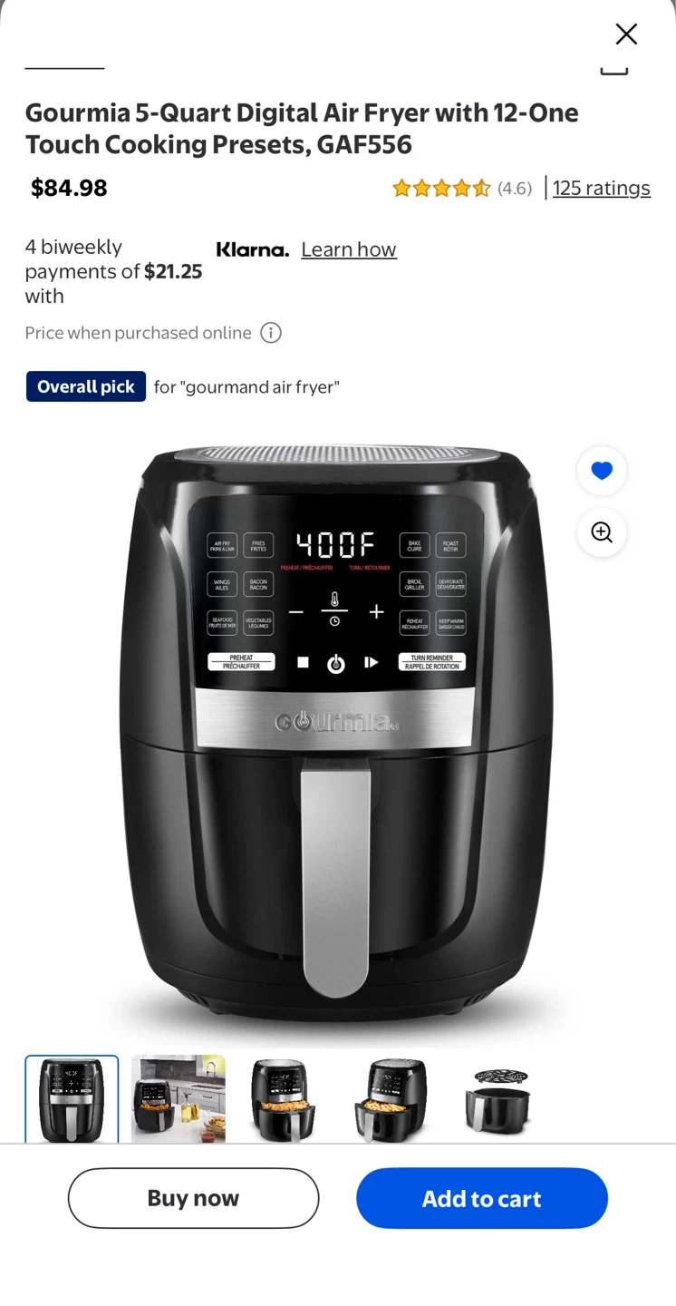 Gourmia 5-Quart Digital Air Fryer GAF556 - photo 5
