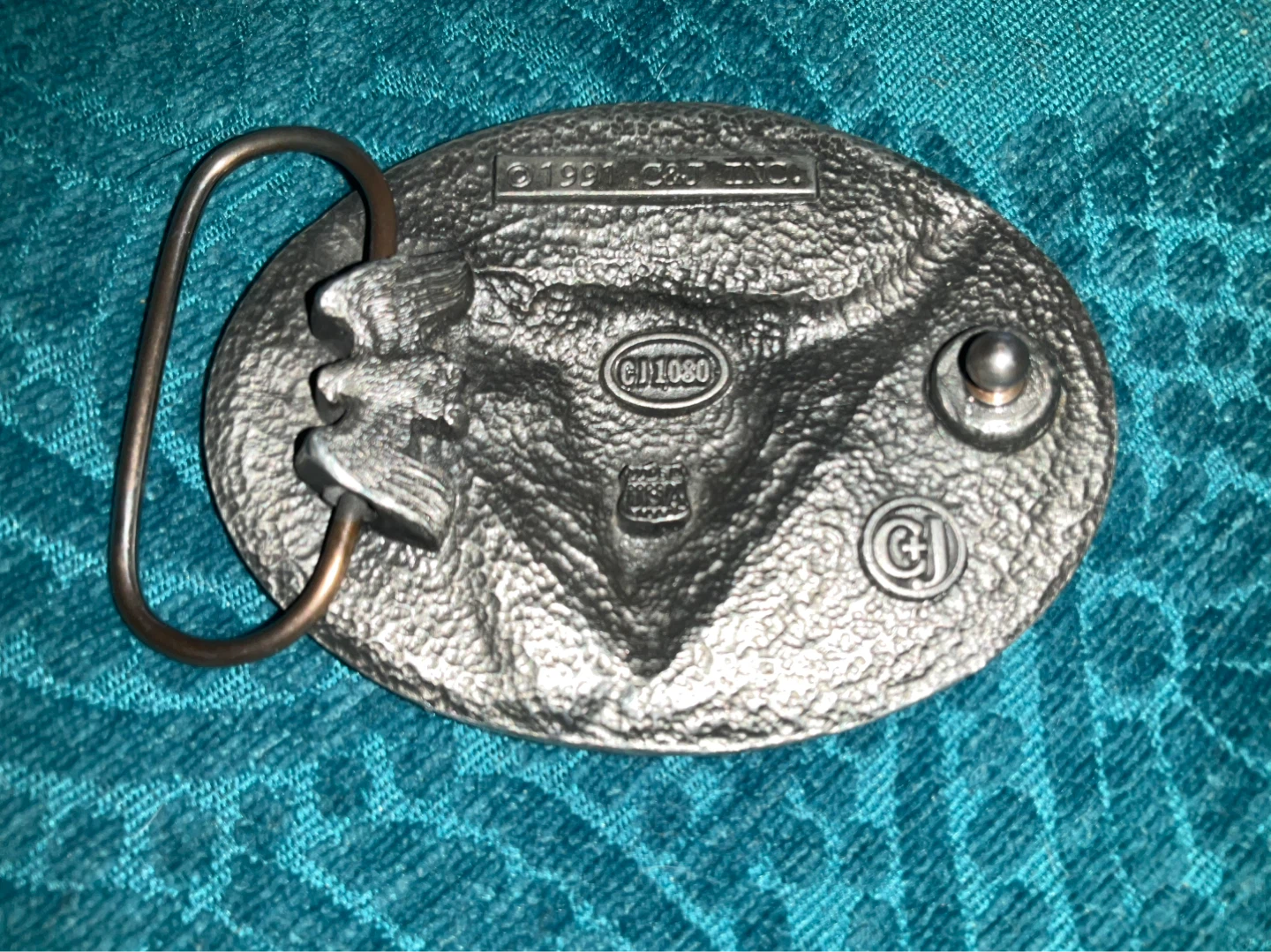 Belt Buckle with Bull Skull Design and leather belt - photo 2