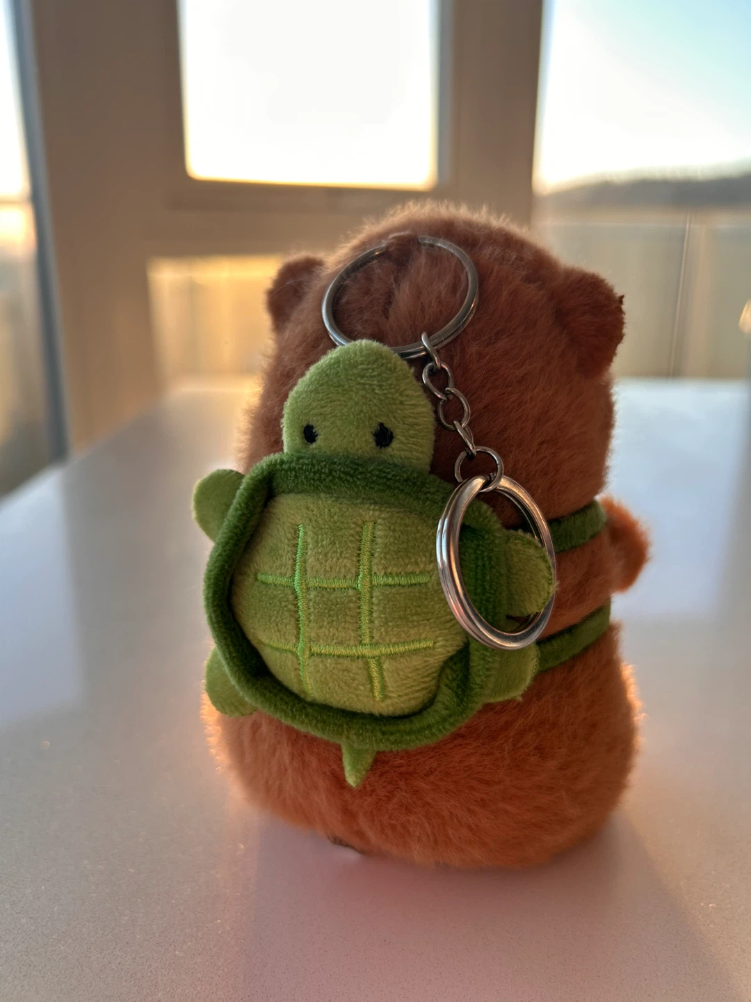 Capybara Plush Keychain with Turtle Backpack - photo 2