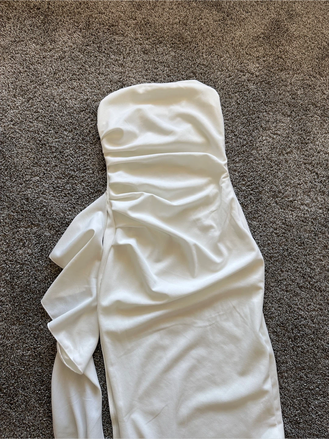 White Strapless Maxi Dress with Ruffle Detail - photo 2