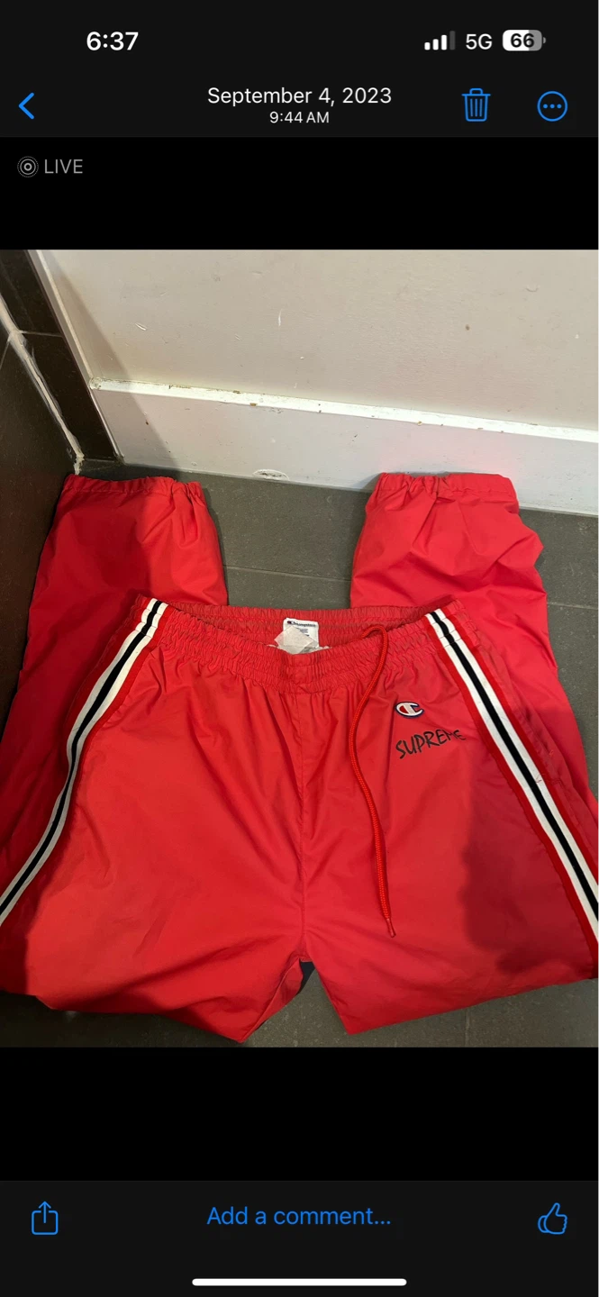 Champion x Supreme Track Pants - Red XL