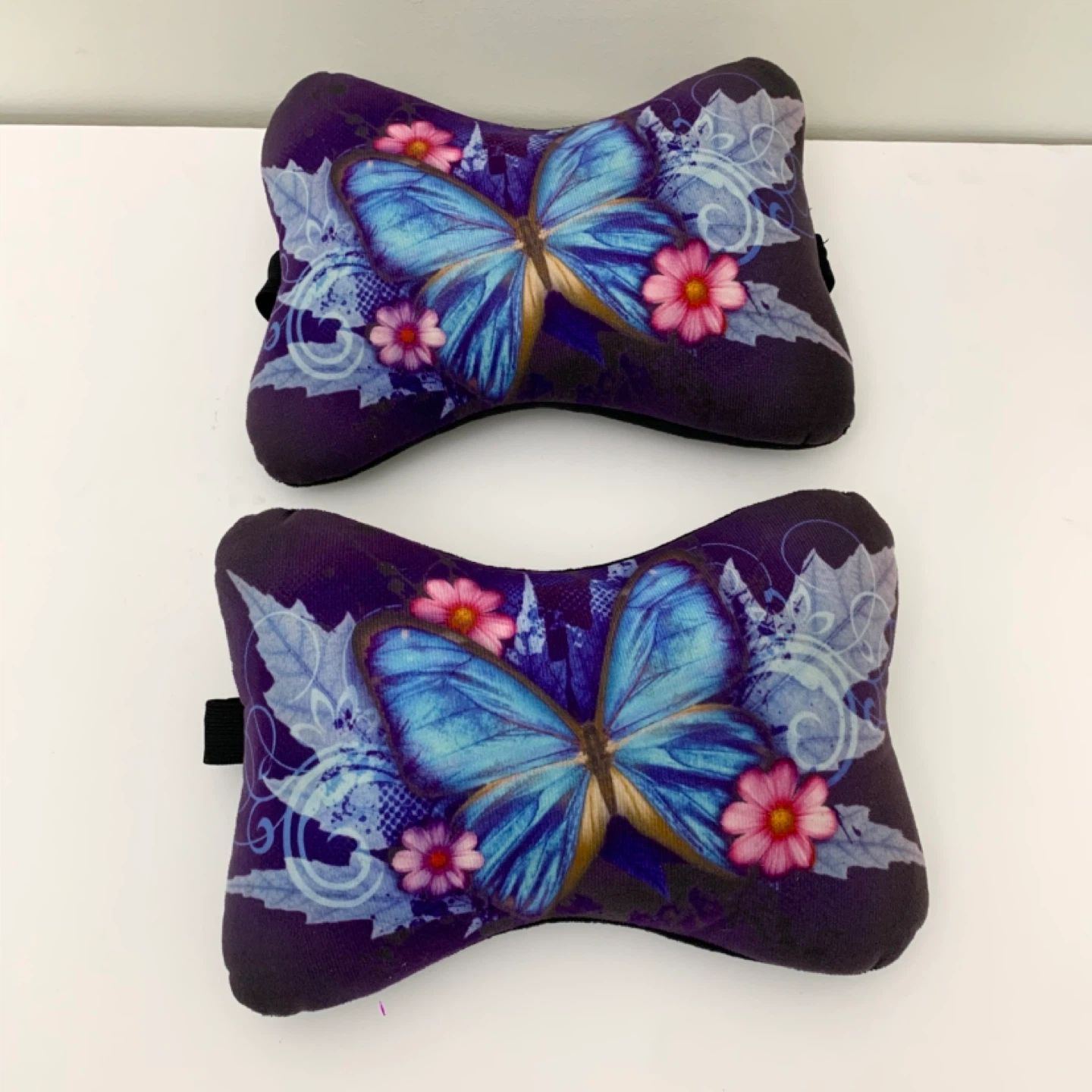 Car Seat Headrest Cushions Butterfly Floral Travel Pillows 2