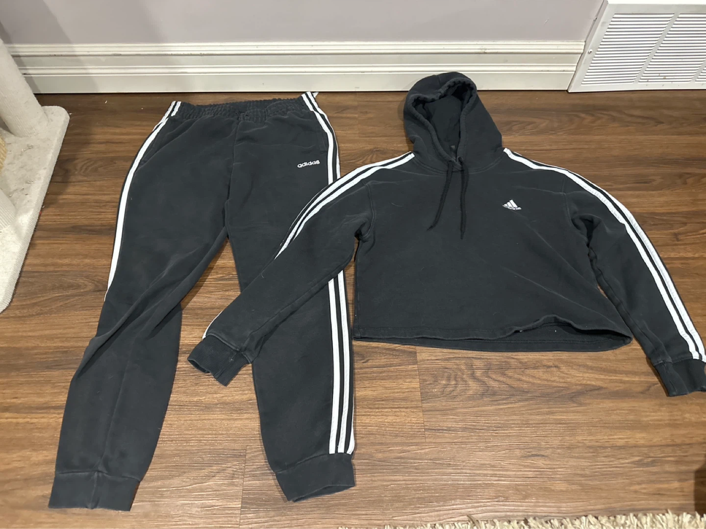 Adidas Black Hoodie and Sweatpants Set