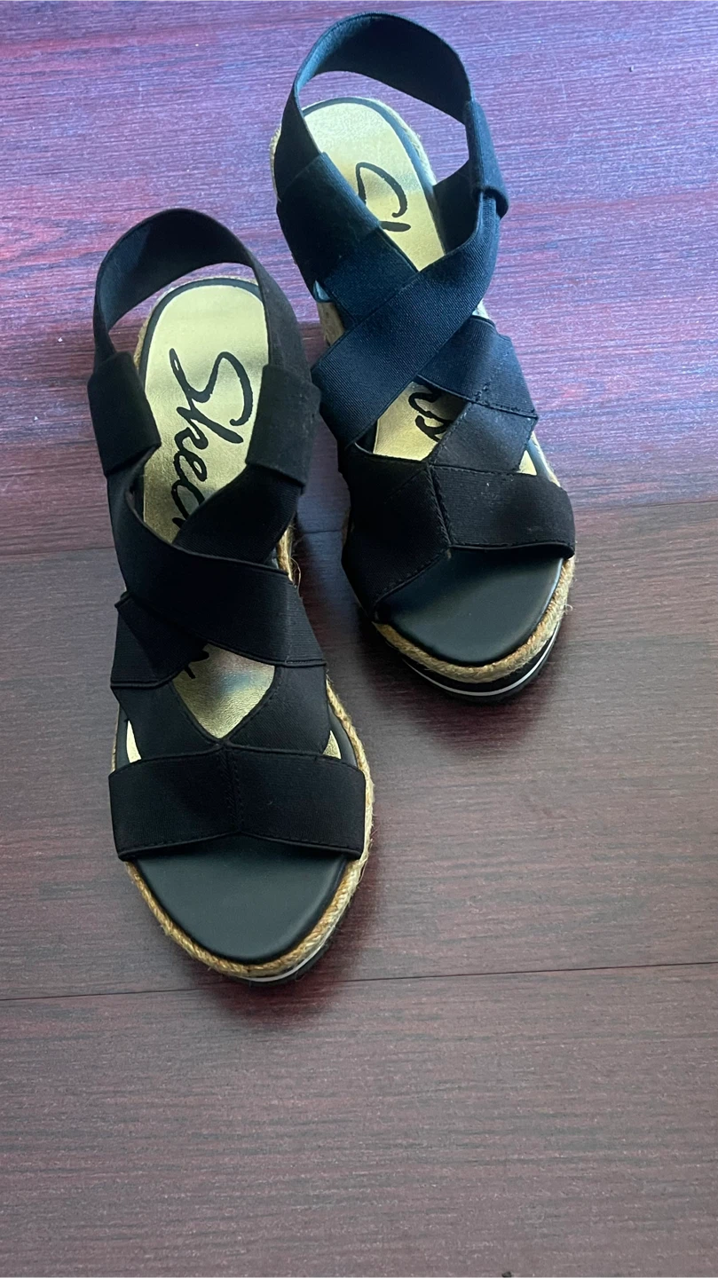 Skechers Black Wedge Espadrille Sandals - photo 2