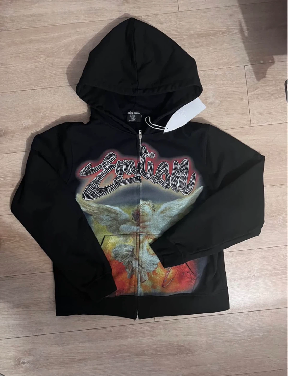 Emotion Zip-Up Hoodie with Rhinestones