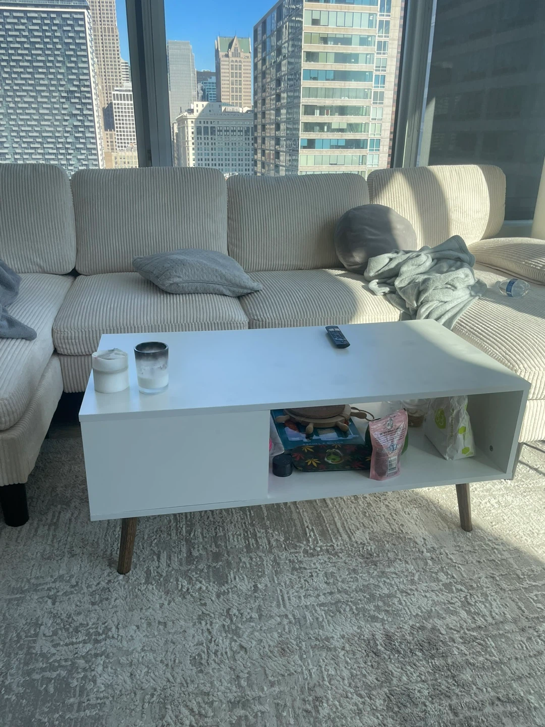 White corduroy Sectional Couch - photo 2
