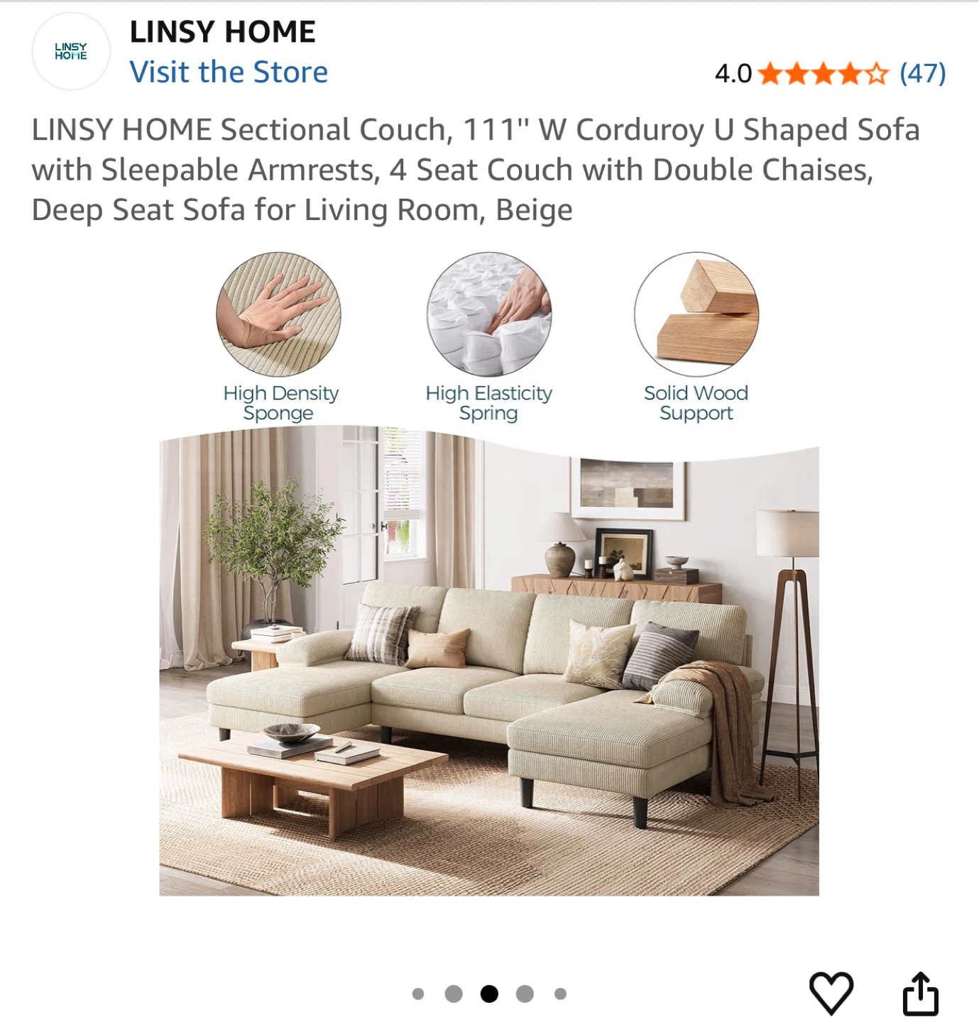 White corduroy Sectional Couch - photo 5