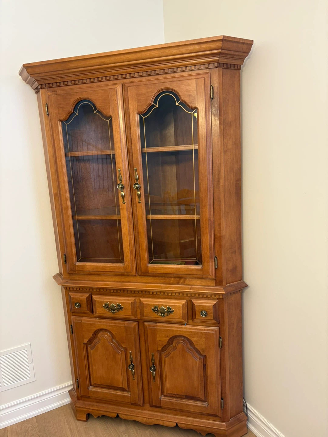 Wooden Dining Table and Chairs Set with Hutch