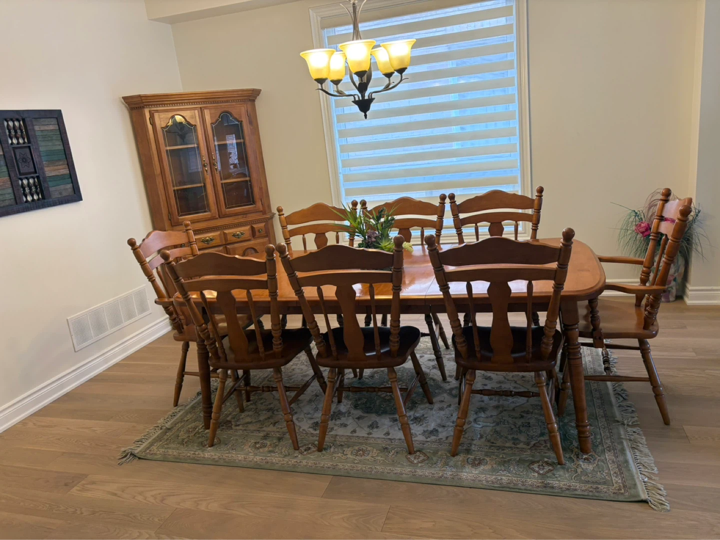 Wooden Dining Table and Chairs Set with Hutch - photo 2