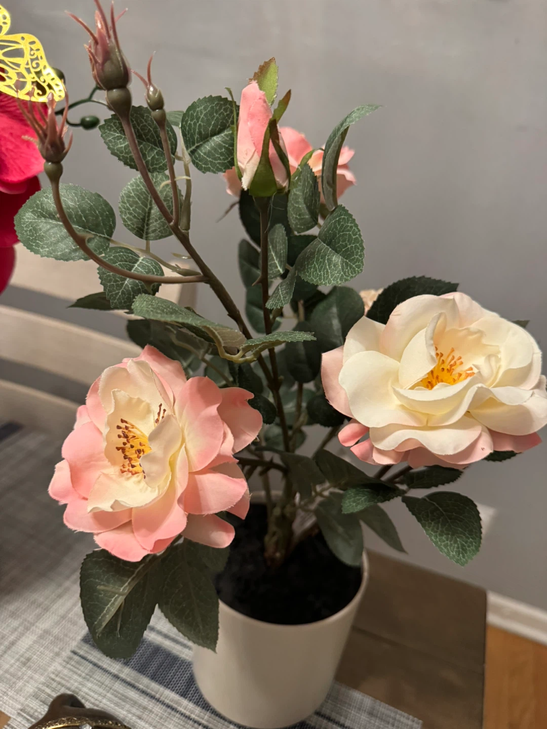 Artificial Orchid and Rose Arrangement with Elephant Decor - photo 3