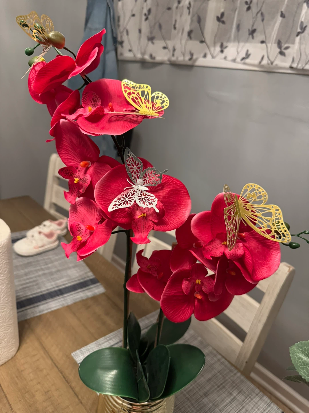 Artificial Orchid and Rose Arrangement with Elephant Decor - photo 2